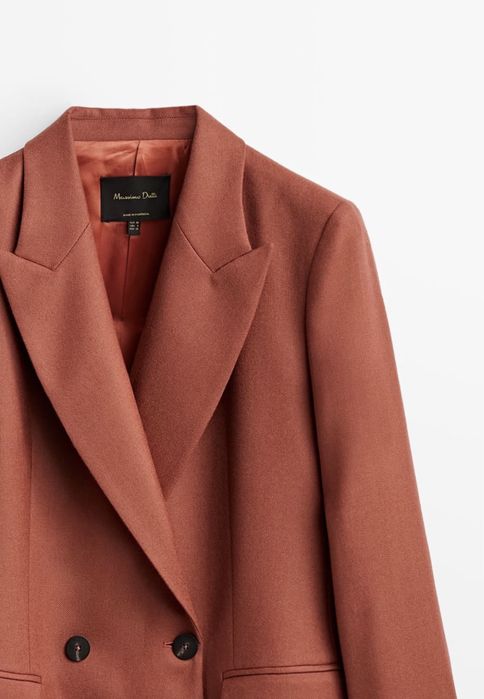 Blazer Massimo Dutti din stofa, caramiziu