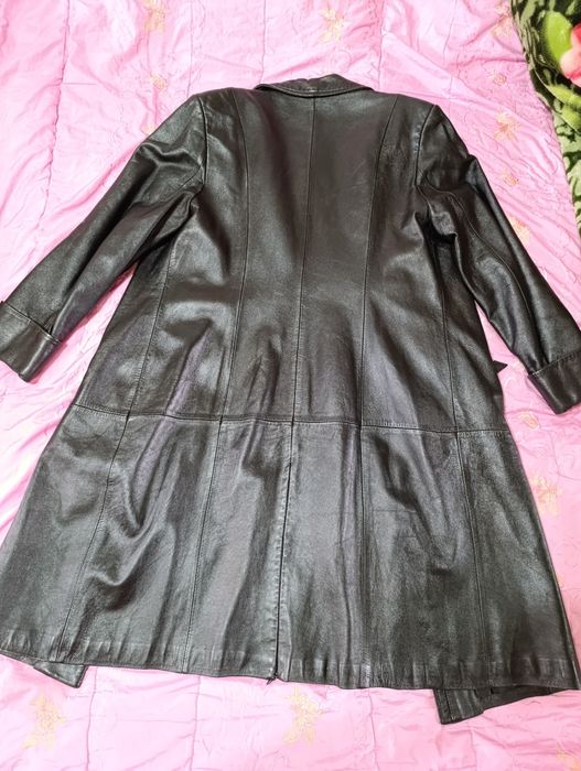 Натуральный кожаный суртюк как плащ демисезонный