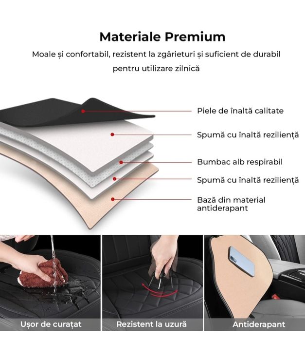 Set 2 huse scaune auto universale, imitație de piele