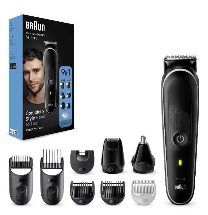 ПРОМО Нов 2г Гаранция Тример за Лице/Коса/Тяло Braun - MGK5410, Черен