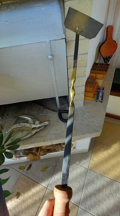 Аксесоари за камина от ковано желязо и духало - естествена кожа и мед