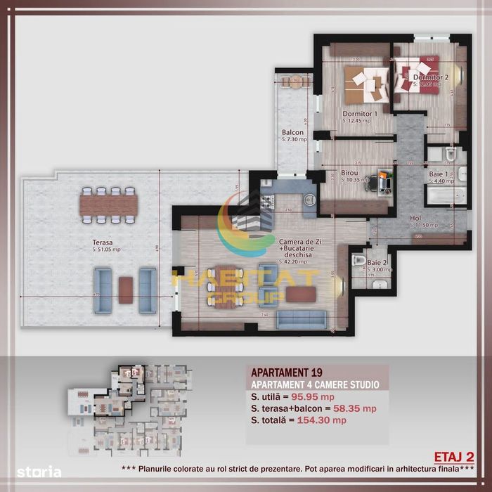 Pallady 4 camere 90 mp + terasa 51 mp finalizare rapida