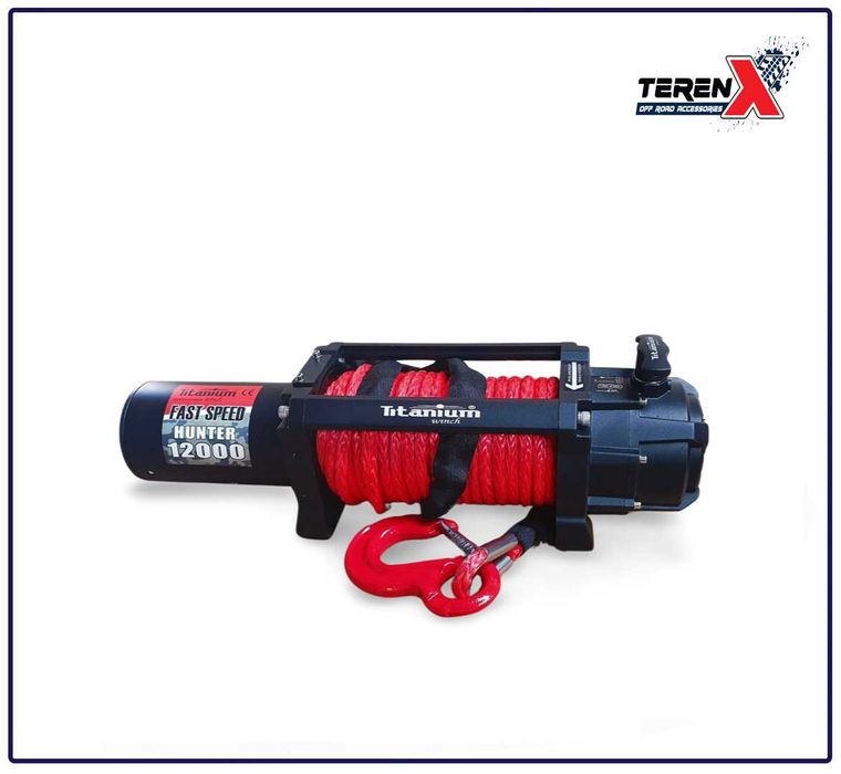 Troliu Hunter Fast Speed 12000 Lbs (6 T), 126:1, 8CP, Sufă Sintetică