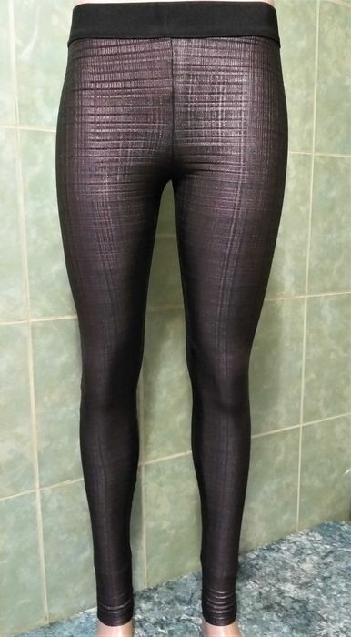 Pantaloni leggings/colanti dama PNK Casual editie lux negru glossy mar. 34/XS (noi-eticheta)