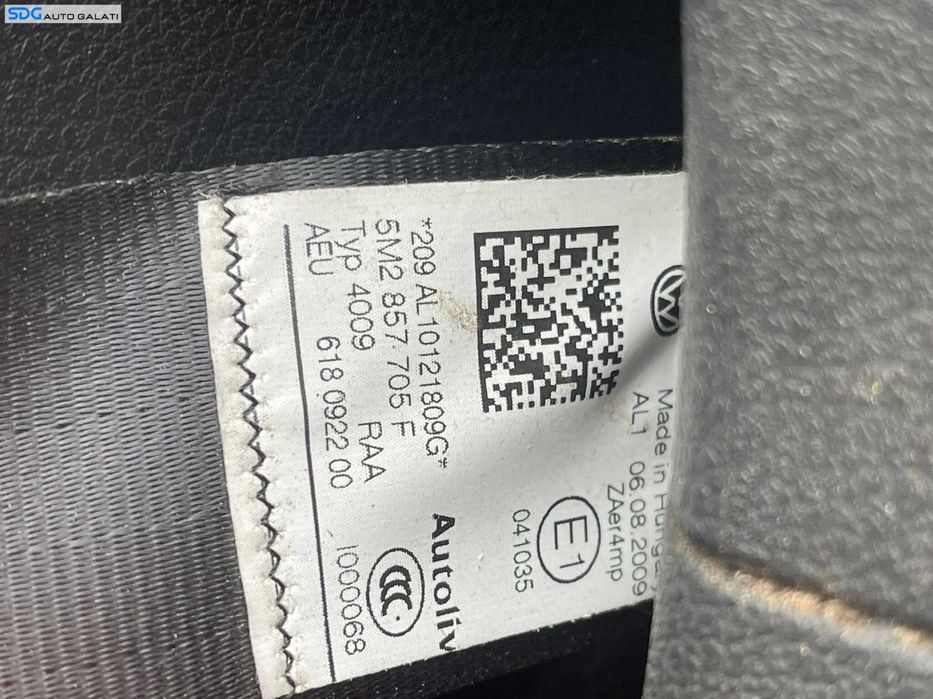 Centura Siguranta Stanga Fata Sofer Volkswagen Golf 6 Plus 2008 - 2014 Cod 5M2857705F