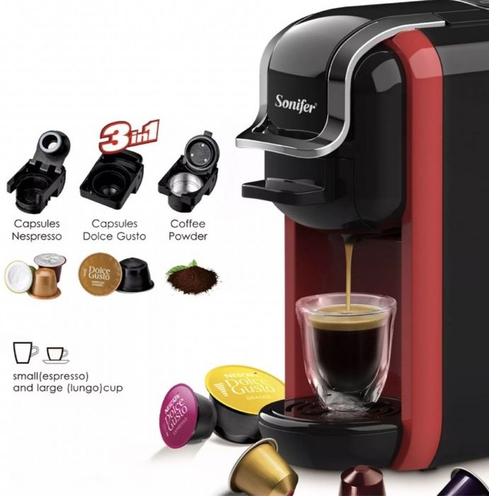 Кофемашина 3в1 Sonifer SF-3547 Nespresso, Dolge Gusto, Coffe powder