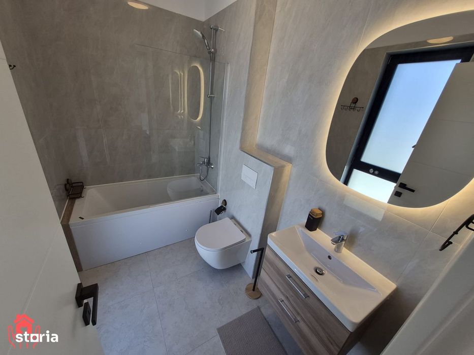 Tunari-PRIMA LOCUIRE, 3 camere curte, piscina exterioara, mobilat luxu