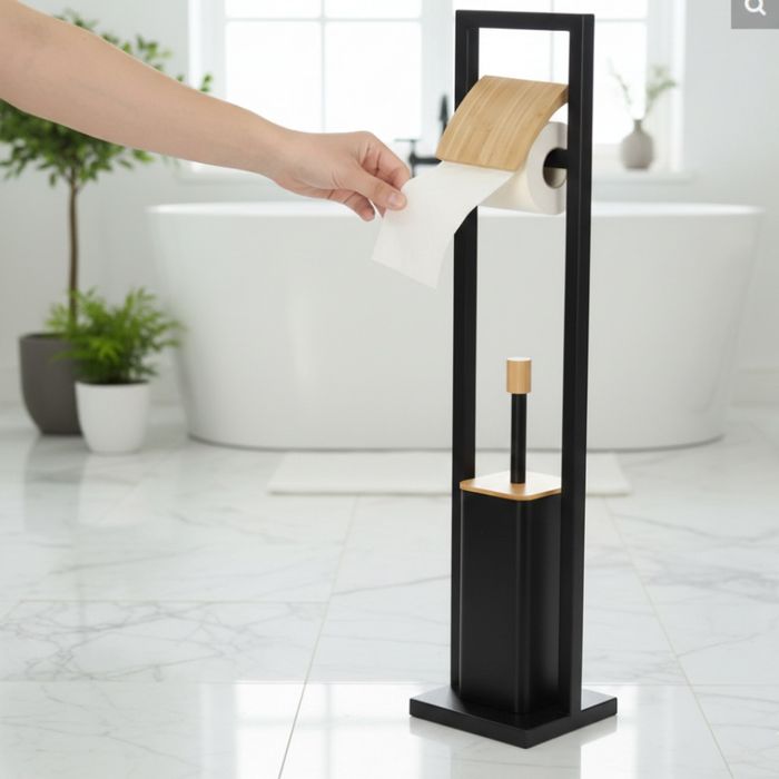 Стойка 2в1 Cheffinger за баня с тоалетна четка и държач за тоалетна ха