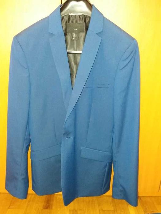 Vand sacou barbatesc marca H&M, albastru, marimea 50, tip slim fit