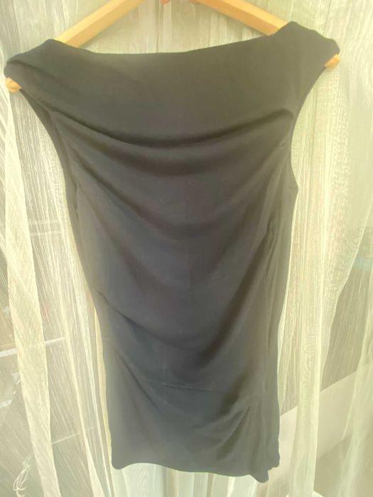 Bluza maneci scurte, vascoza, negru, cu pliuri, nou, Mohito, S/36