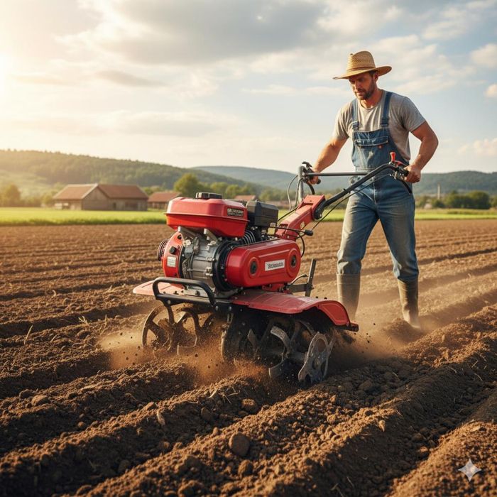 Вспашка огорода мотоблоком
