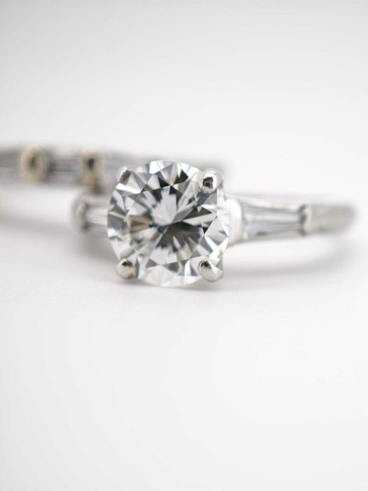 Inel aur platina cu diamante naturale 2ct si certificat gemologic