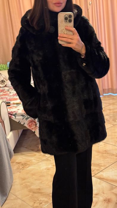 #144 Палто от норка.Визон. Естествена кожа с косъм.