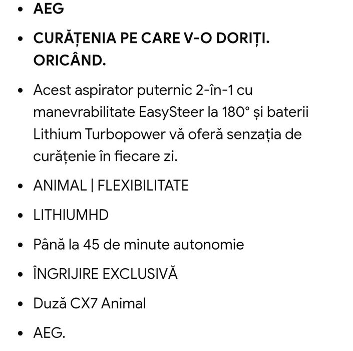 AEG aspirator vertical fără fir