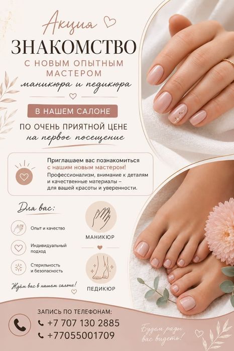 Маникюр и педикюр!!! акция