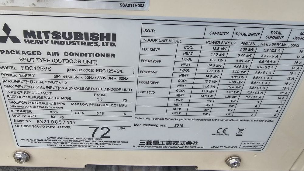 Mitsubishi heavy 25kw 12kw климатици за термопомпа или касетъчен