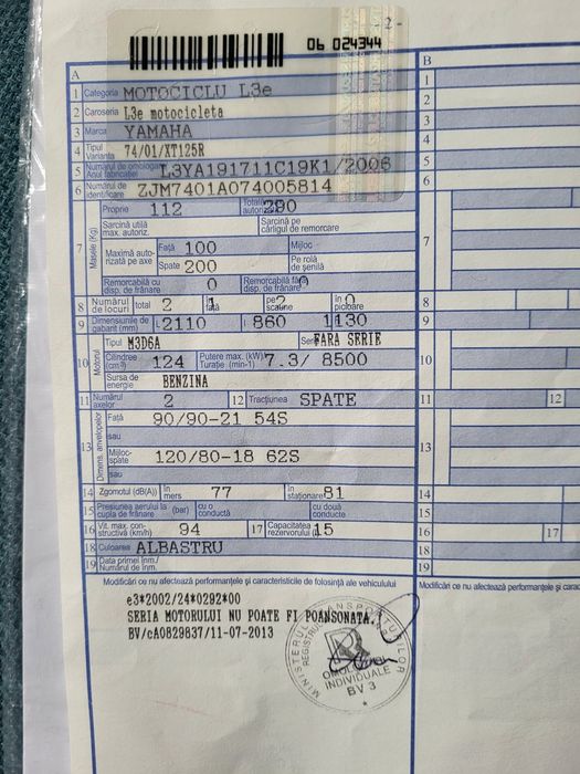 Yamaha Enduro XT 125 înmatriculat RO/Accept schimb.