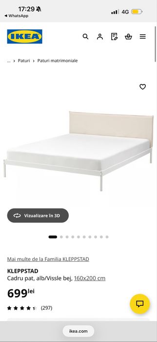 Pat dublu 160 x 200 fara saltea