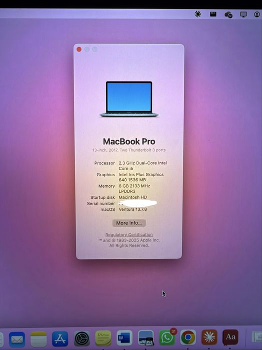 MacBook Pro 13" 2017, 128GB, 8GB RAM
