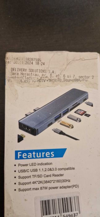 Hub USB 7 in 1 Qeno pentru Macbook