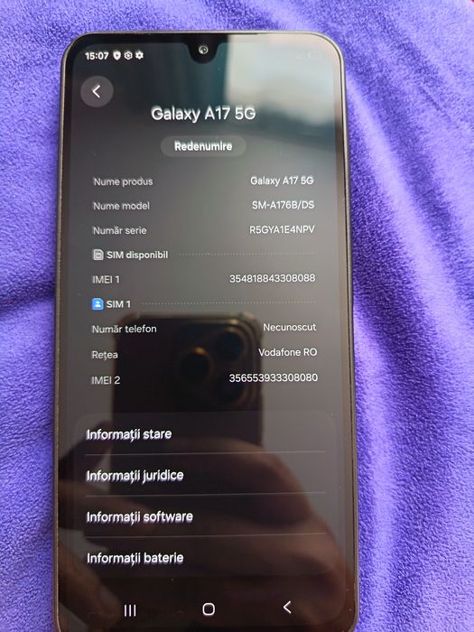 Vând Samsung Galaxy A17 5G, capacitate 256 GB, liber de rețea
Telefonul este în stare impecabilă, perfect funcționa