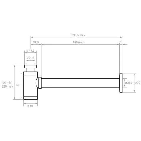 Sifon lavoar aparent estetic negru mat LAVEO