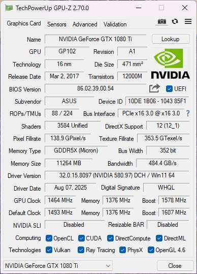 Asus ROG Strix GeForce GTX 1080 Ti 11 GB