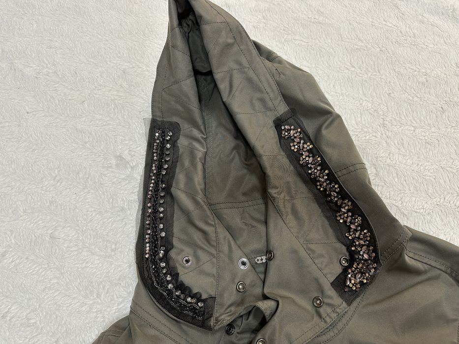 Trench Twin set L kaki cu gluga