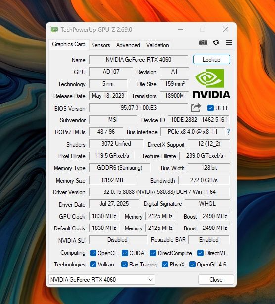 MSI RTX 4060 Ventus 2X | Гаранция | Кутия