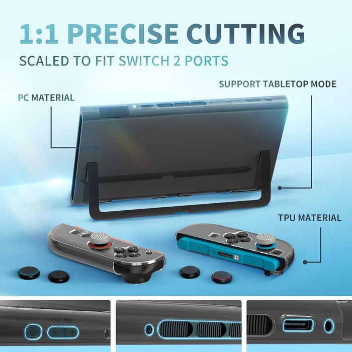 LIVRARE GRATUITA - Set accesorii Nintendo Switch 2 – husa, folie sticla, carcasa, thumb grips