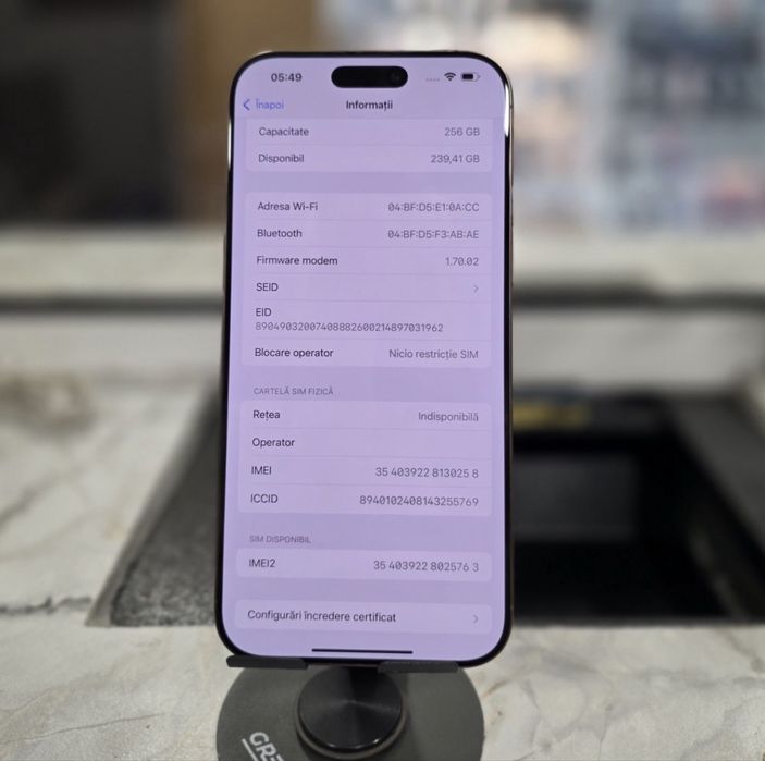 iPhone 16 PRO MAX de 256 GB cu 96% Bateria