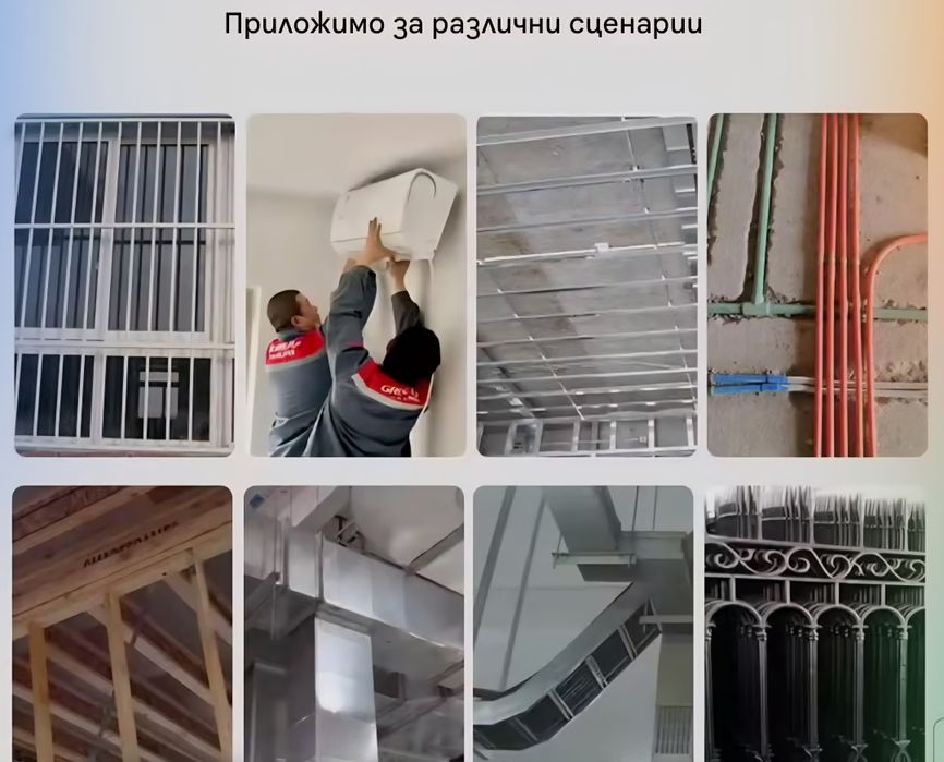 Ръчен пневматичен уред за пирони със заряд за бетон, метал, дърво