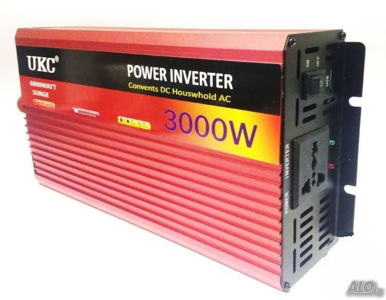 Инвертор преубразовател UKC с лед дисплей за кола 12-220v-2000вата