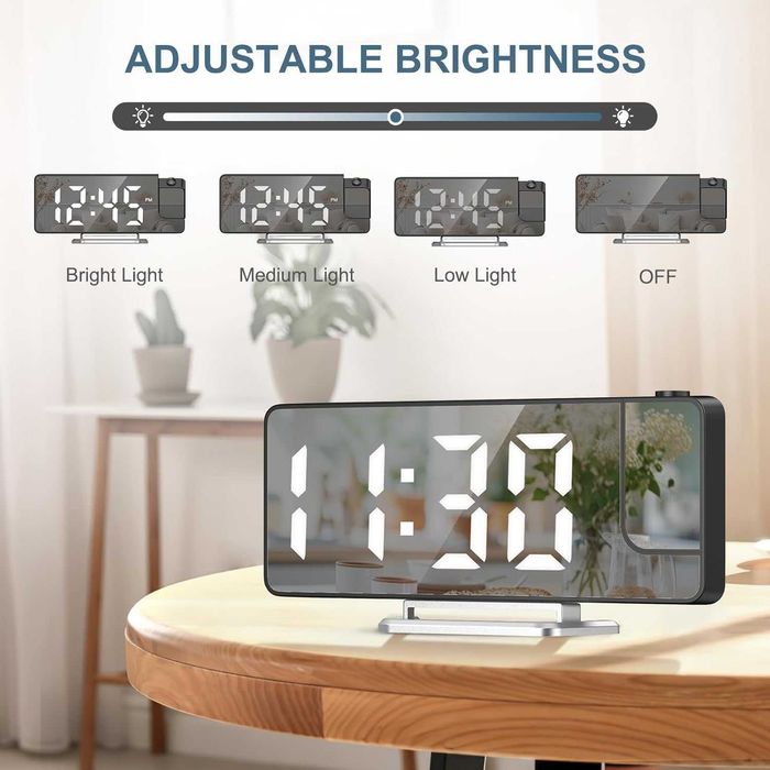 Ankilo 7.9-инчов LED проекционен будилник с огледален дисплей