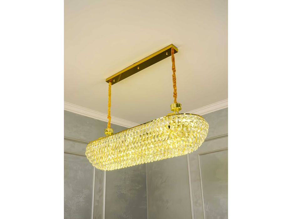 Люстра подвесная, хрустальная, с регулировкой высоты, круг и овал, Е14