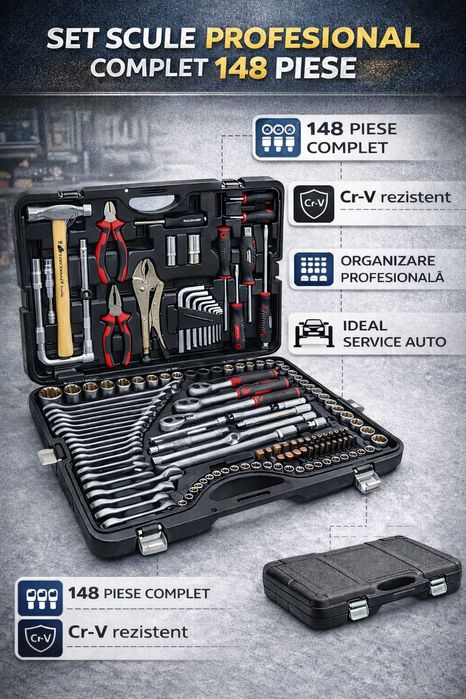 Set Scule PROFESIONAL 148 PIESE – Valiza Completa