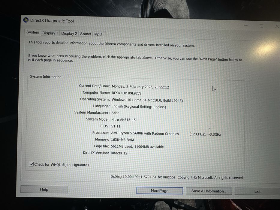 Laptop GAMING ACER Nitro AN515-45