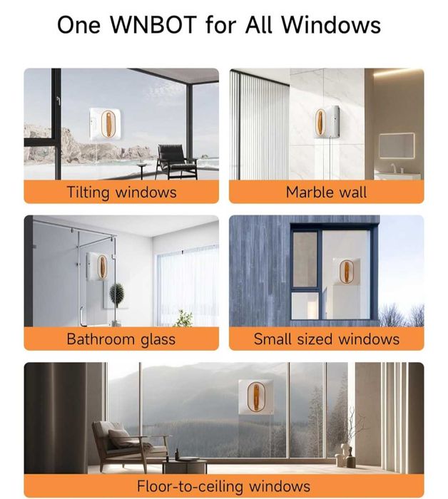 Робот за почистване на прозорци с двойна водна струя 6000Pa