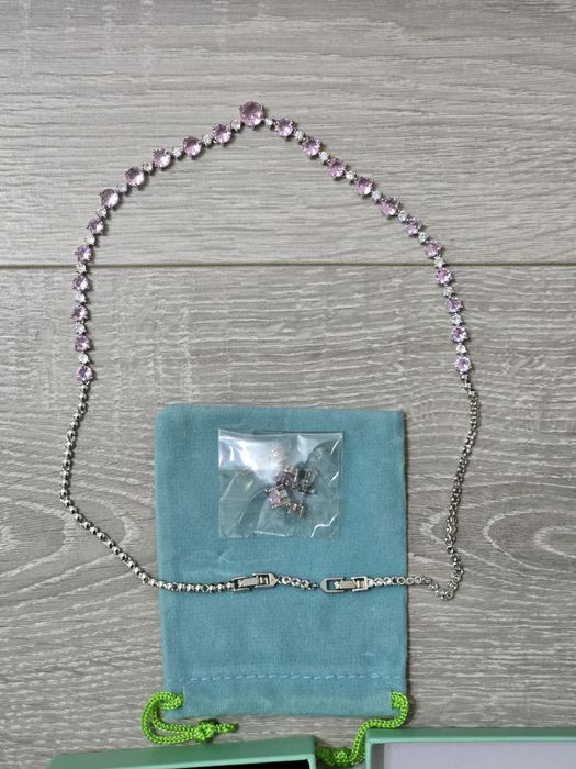 Set bijuterii EVER FAITH – colier și cercei, zirconiu cubic roz