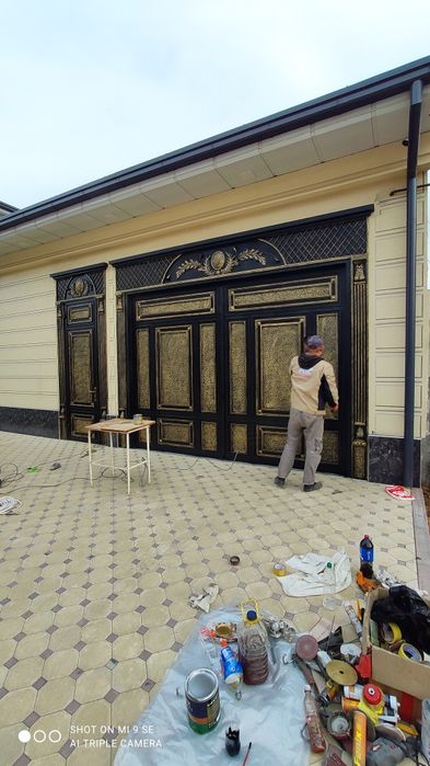 Дарвоза решётка навес Akva rom eshik буяш покраска ворота решетки наве