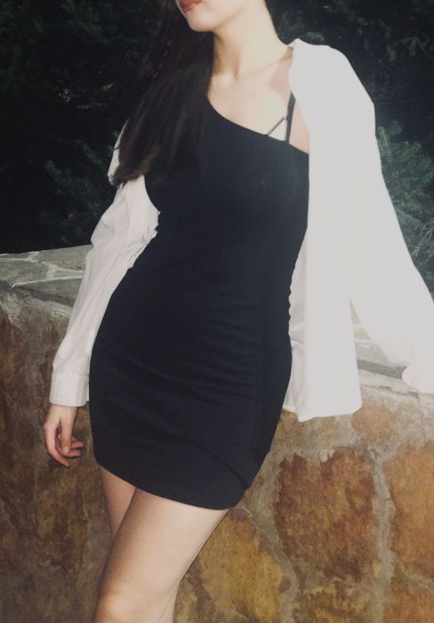 Платье черное мини