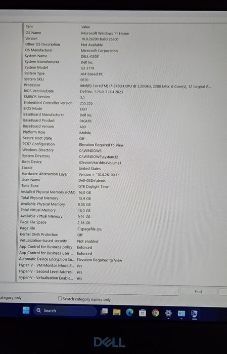 Laptop Dell G3 3779 17