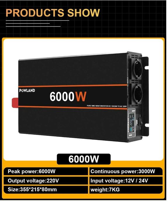 Invertor Powland 3000W,4000W,5000W, 6000W 12V sau 24V, NOU