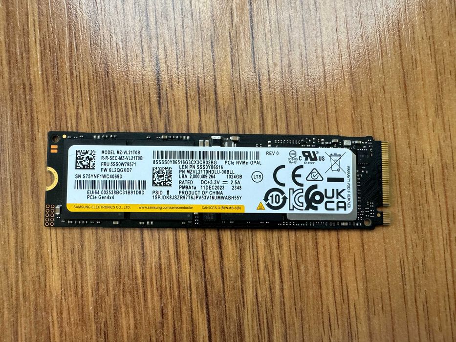 Samsung PM9A1 1000GB 1TB SSD NVMe 2280 Gen 4 x4 PCIe 7000MB/s