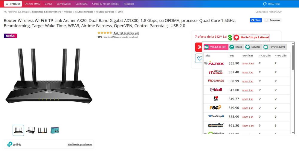 Router Wireless Wi-Fi 6 TP-Link Archer AX20