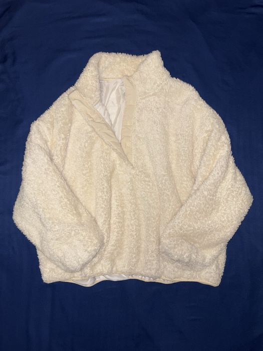 Hanorac polar pufos si calduros alb H&M marime XL, nou cu eticheta