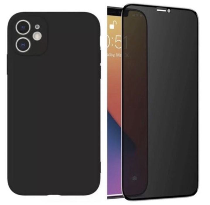 Husa Dust Case si Folie Sticla Privacy Iphone 13/14/15/ MINI PRO MAX