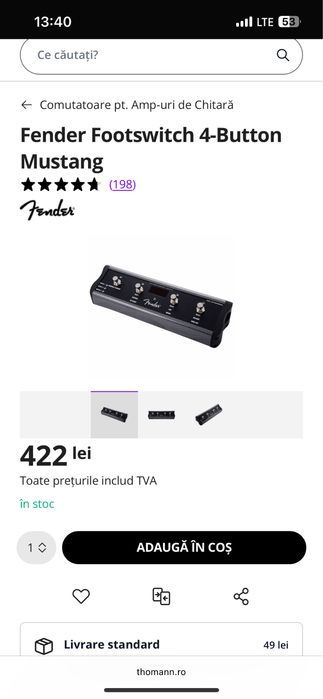 Amplificator Fender Mustang LT50 50W + Footswitch 4-Button