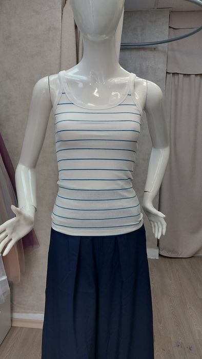 Рибсен потник бял със синьо райе