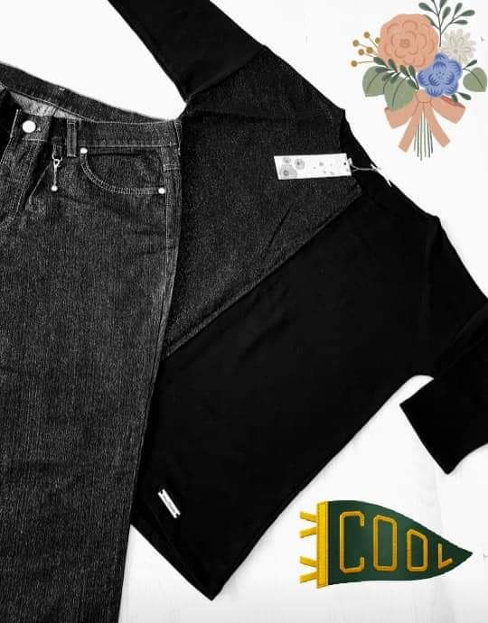Compleu Oviesse/Italia/jeans+bluza,insertii fir lurex